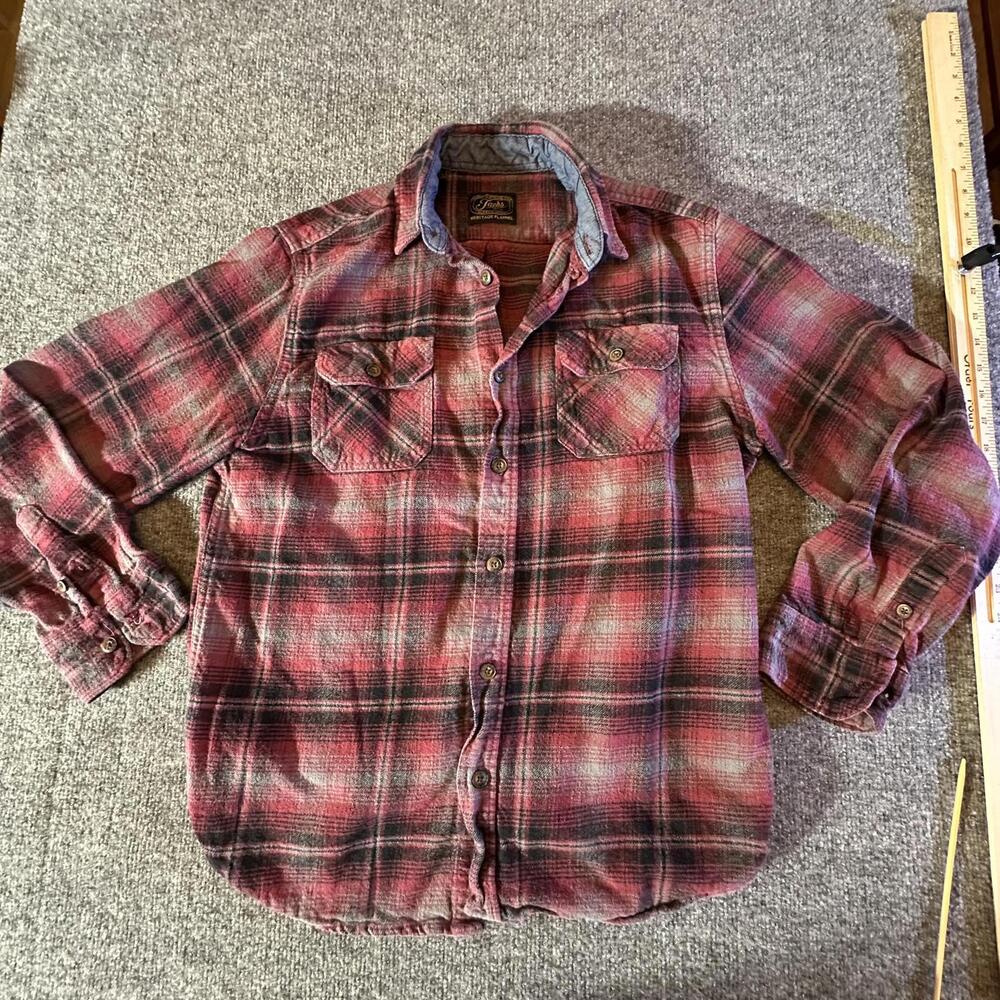Jachs Heritage Flannel Shirt Mens Medium Red Plaid Button Down Cotton L-15